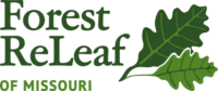 The Forest ReLeaf of Missouri logo, featuring dark green text and two green oak leaves.